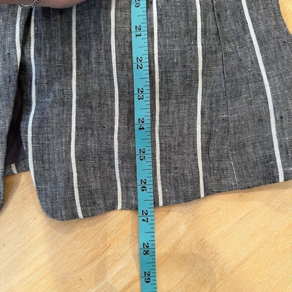 Olivaceous Women's Linen Blend Blazer Jacket Career Size S Gray White Striped - Picture 11 of 11